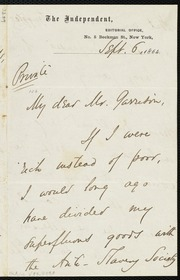 Letter to] My dear Mr. Garrison [manuscript