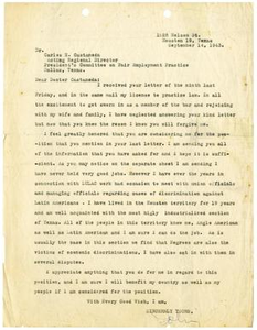 Letter from John J. Herrera to Carlos E. Castañeda - 1943-09-14