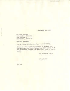 Letter from W. E. B. Du Bois to Fisk University Library