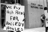 Pickets in front of First Union National Bank.