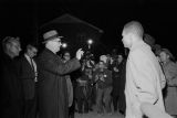 Wilson Baker speaking to C. T. Vivian and other civil rights demonstrators attempting a nighttime march from the George Washington Carver Homes neighborhood in Selma, Alabama, to the courthouse.