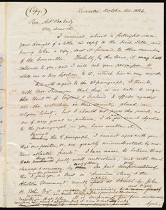 Copy of a letter from Samuel May, Leicester, to Andrew Preston Peabody