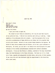 Letter from W. E. B. Du Bois to Emma W. Brown