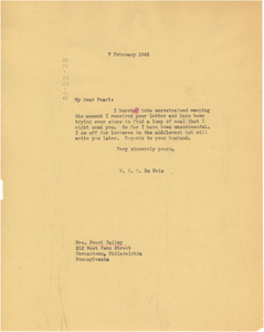 Letter from W. E. B. Du Bois to Pearl Bailey