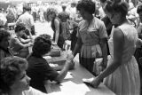 Vivian Malone registering for classes in the gym of Foster Auditorium at the University of Alabama.