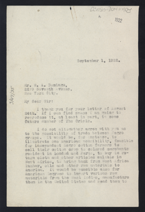 Letter from W. E. B. Du Bois to W. A. Domingo