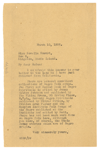 Letter from W. E. B. Du Bois to Novella Howard