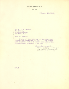 Letter from Louis T. Wright to W. E. B. Du Bois