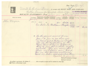 Royalty statement from July 1, 1916 to December 31, 1916