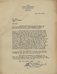 Letter: Macon, Georgia to Ben Stein, Macon, Georgia, 1927 Sept. 29