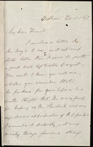 Letter from Edmund Quincy, Dedham, [Mass.], to Maria Weston Chapman, Feb. 10, 1867