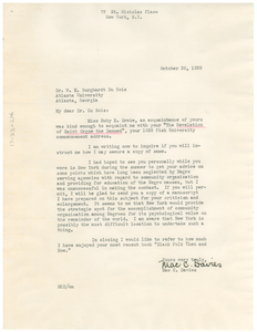 Letter from Mac C. Davies to W. E. B. Du Bois