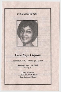 Thumbnail for Funeral Program for Cora Faye Clayton, September 27, 2005