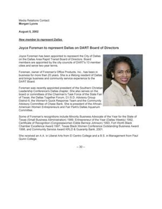 Joyce Foreman to represent Dallas on DART Board of Directors