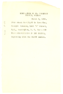 Memorandum from Daisy Wilson to Pierce McNeil Thompson