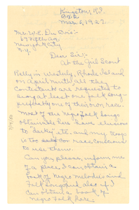 Thumbnail for Letter from Novella Howard to W. E. B. Du Bois