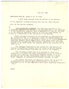 Memorandum from Walter White to W. E. B. Du Bois