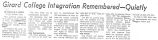 Girard College integration remembered-quietly