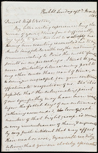 Letter from Mary Anne Estlin, Park St., [Bristol, England], to Caroline Weston, Sunday aft'n, Mar[ch] 21, 1852