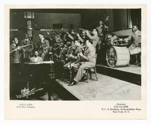 Photograph of Mary Lou Williams playing piano with Andy Kirk and his orchestra