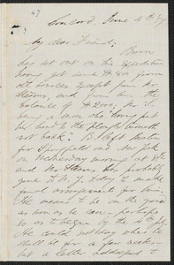 F. B. Sanborn autograph letter signed to [Thomas Wentworth Higginson], Concord, 4 June [18]59