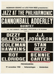 Jazz at the Philharmonic / ...19 November 19 1960 - Scheveningen - Amsterdam [Netherlands] [Black & white concert progrram.]