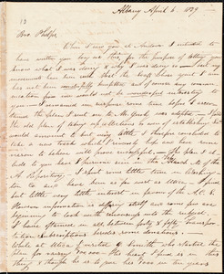 Letter from George Washington Campbell, Albany, to Amos Augustus Phelps, April 6. 1829