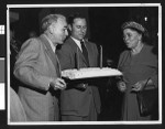 Charlotta Bass celebrates the second anniversary of the Independent Progressive Party of California, circa 1950, Los Angeles