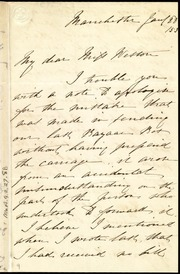 Letter to] My dear Miss Weston [manuscript