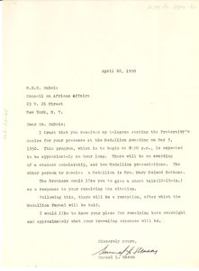 Letter from Alpha Phi Alpha Fraternity Nu Chapter to W. E. B. Du Bois