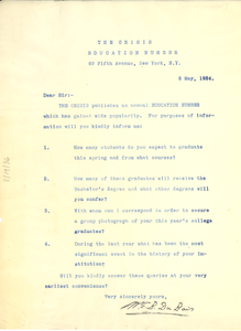 Circular letter from Crisis to unidentified correspondent