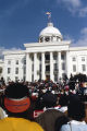 Marchers in front of the Capitol in Montgomery, Alabama, at the conclusion of the 20th anniversary reenactment of the Selma to Montgomery March.