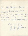 J.J. Johnson to Walter Lyons