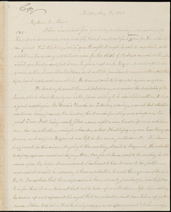 Thumbnail for Copy of letter from William Lloyd Garrison, Boston, [Mass.], to Samuel May, Aug. 11, 1858