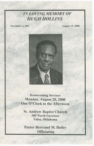 Funeral program of Hugh Hollins