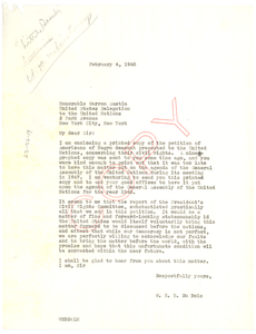 Letter from W. E. B. Du Bois to United States United Nations Delegation