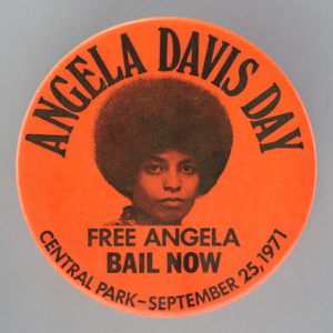 Pinback button for Angela Davis Day