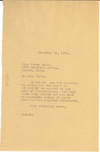 Letter from W. E. B. Du Bois to Irene Baker