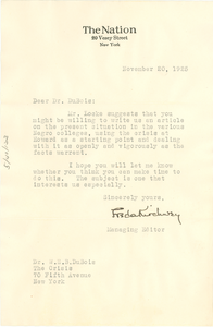 Letter from The Nation to W. E. B. Du Bois