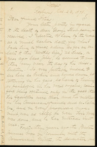 Letter from William Lloyd Garrison, Roxbury, [Mass.], to George Whittemore Stacy, Oct. 23, 1878