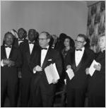 Martin Luther King, Jr. and Jacob Rothschild at the Nobel Peace Prize recognition dinner, National Conference of Christians and Jews, Dinkier Plaza Hotel, Atlanta, Georgia, January 27, 1965