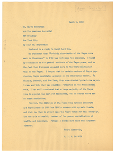 Letter from W. E. B. Du Bois to American Socialist