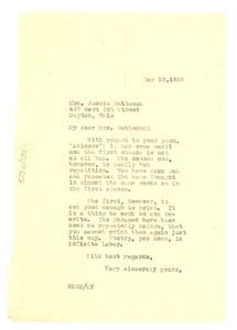 Letter from W. E. B. Du Bois to Mrs. Jessie Hathcock