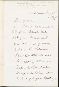 Letter from Edmund Quincy, Dedham, [Mass.], to William Lloyd Garrison, May 3d [1877]