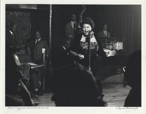 Ella Fitzgerald -- Downbeat Club -- NYC 1949 [black-and-white photoprint]