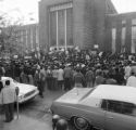 Demonstrators gathering in front of the Mobile County Courthouse in Mobile, Alabama, to protest police brutality and the all-white county personnel board.