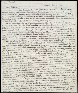 Circular letter from William Lloyd Garrison, Boston, [Mass.], to George William Benson, Mar[ch] 1, 1839