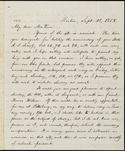 Letter from William Lloyd Garrison, Boston, [Mass.], to James Miller M'Kim, Sept. 11, 1858