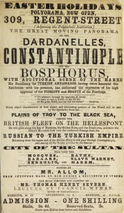 The great moving panorama of the Dardanelles, Constantinople and the Bosphorus, with additional scene of the harem ... painted by Mr. Allom, from sketches made by him during a residence in Turkey .., copy 1