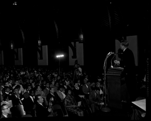 Senator John F. Kennedy at Howard University during presidential campaign] [cellulose acetate photonegative